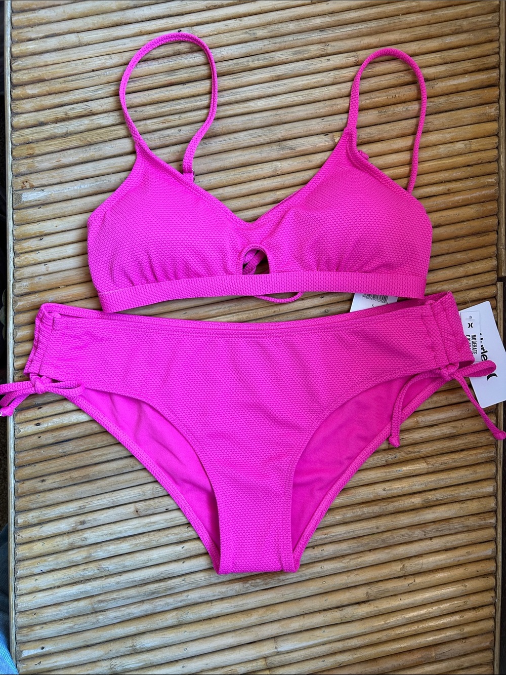 Hurley Hot Pink Textured Two-Piece Bikini Set